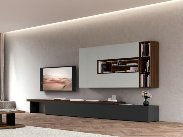 QUARANTACINQUE 04 - Wood veneer TV wall system _ Febal Casa